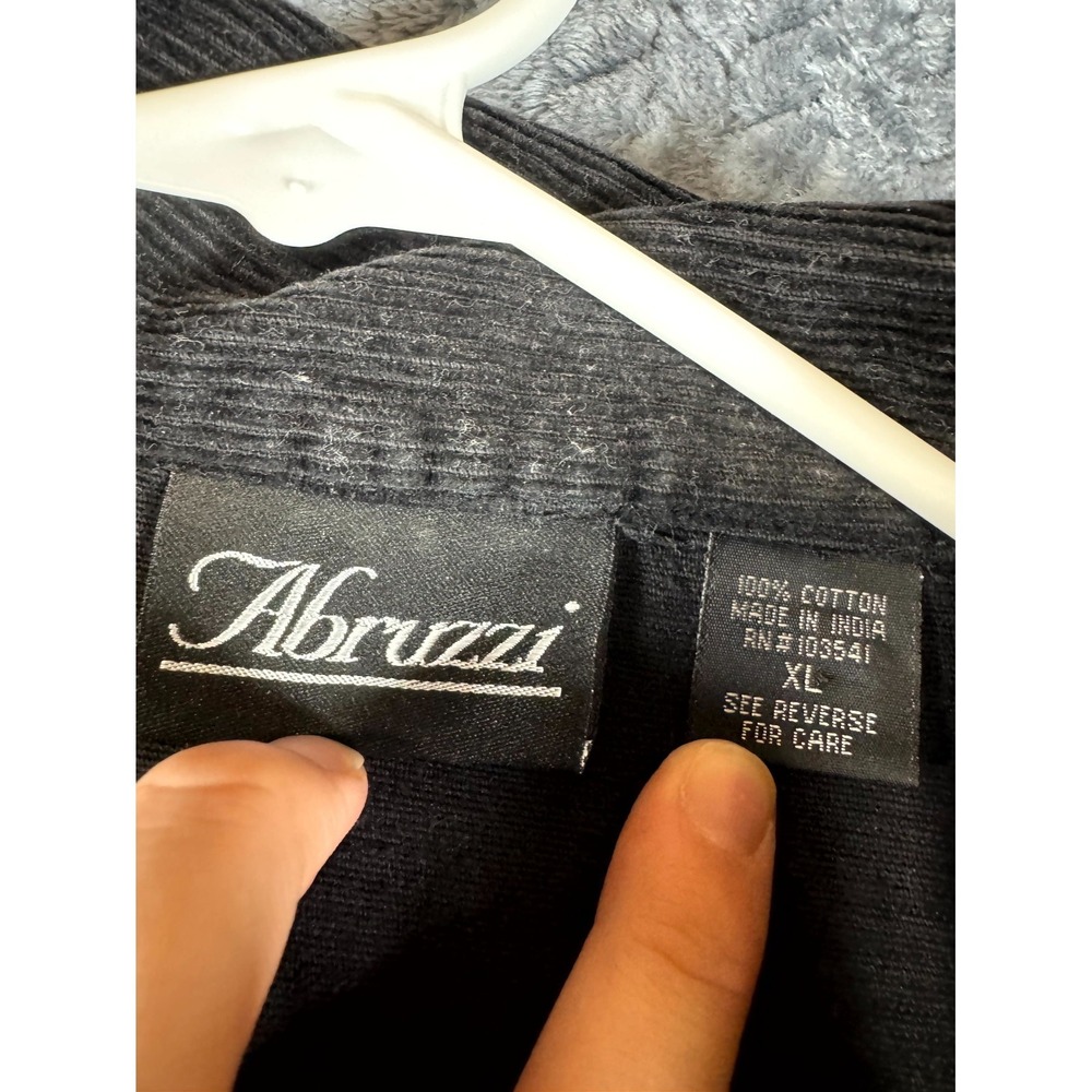 Abruzzi Trucker Jacket Womens XL Black Cotton Corduroy Cropped Button Front - Picture 4 of 6